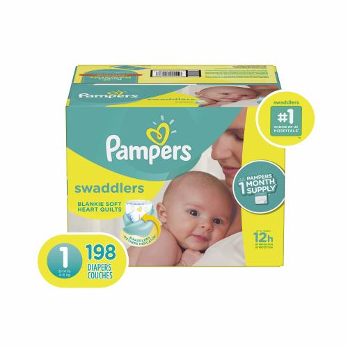 Pampers Swaddlers Disposable Baby Diapers Size 1, 198 Count, ONE MONTH SUPPLY