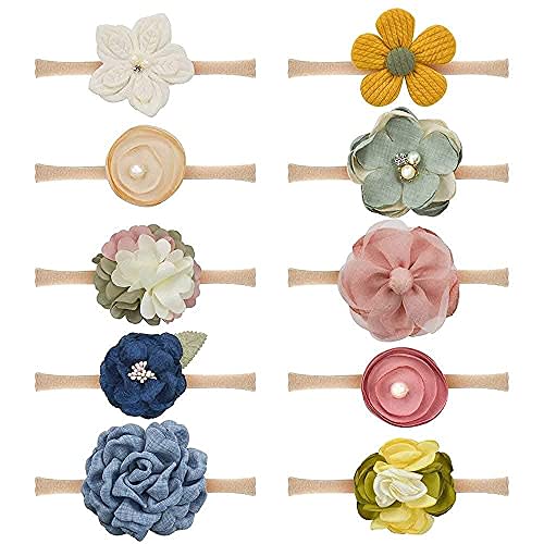 ZYSC Baby Girl Headbands and Bows for Newborn Infant Toddler Nylon Hairbands Hair Accessories