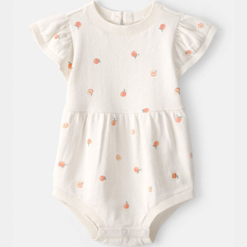 Baby Girl Peach Romper - Ivory | Carter’s Oshkosh Canada