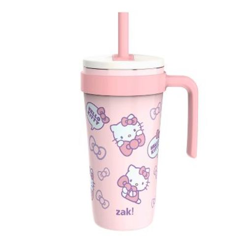 Zak Designs 18oz Hello Kitty Stainless Steel Vacuum Fairway Straw Tumbler Pink