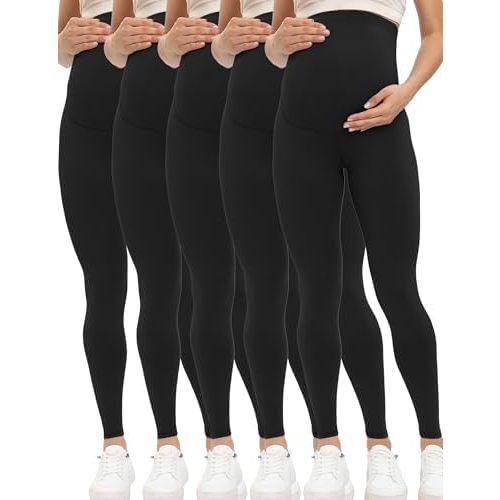 Buttergene 5 Pack Women's Creamlush Maternity Leggings Maternity Yoga Pants Pregnancy Leggings Maternity Clothes