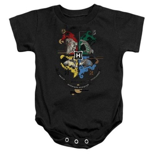 Baby Harry Potter Hogwarts Magicial Mischief Level Up Crest Infant Bodysuit, Black, 6 Months