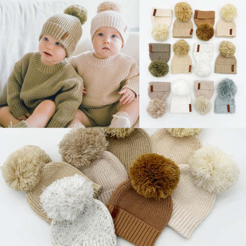 Cotton Knit Pom Beanie – Olive and Cradle