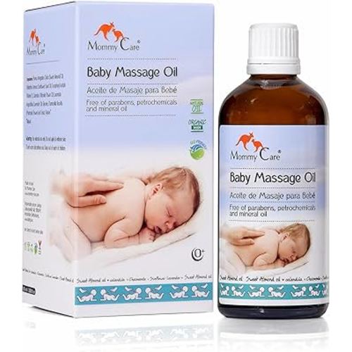 Mommy Care Baby Massage Oil – Vegan Plant-Based Natural Formula with Almond Oil, Calendula & Chamomile, Nourishes & Hydrates, 100ml / 3.38 fl oz