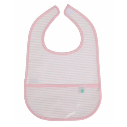 Apple Of My Isla, White It Bib, Pink Stripe