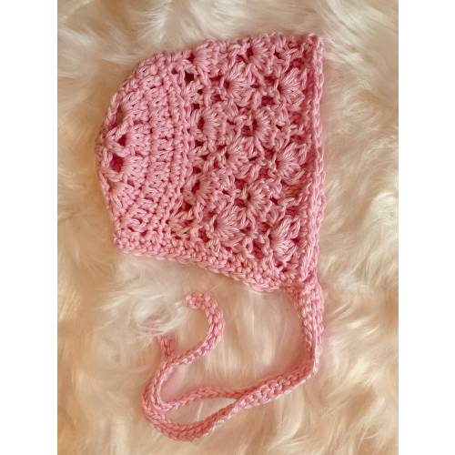 Crochet Girl’s Cotton Bonnet Sizes Newborn to 5 years