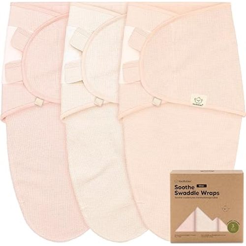3-Pack Organic Swaddles for Newborns, Baby Sleep Sacks 0-3 Months - Baby Swaddle Wrap, Newborn Wearable Blanket, Infant Sleep Sack for Girls, Boys, Soft & Snug, Large Hook & Loop Closure (Angelic)