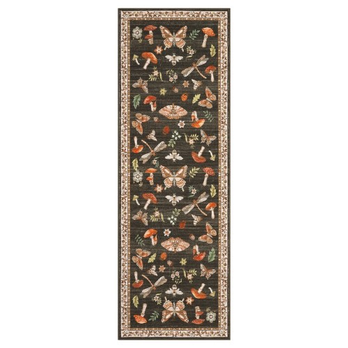 Garvee Farmhouse Washable Mushroom Insect Area Rug
