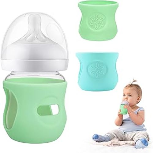 2 Pack Silicone Sleeves for Philips Avent Glass Natural Baby Bottle 4oz, Food Grade Silicone, BPA Free Glass Baby Bootle Sleeve, Anti Breakage Baby Bottle Holder, Anti-Scald, Dishwasher/Heaters Safe