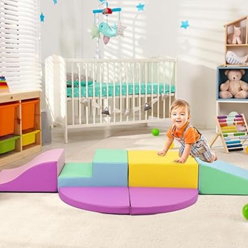 Toddler Foam Climbing Blocks Set - 6PCS Indoor Active Playset, Promotes Physical Development