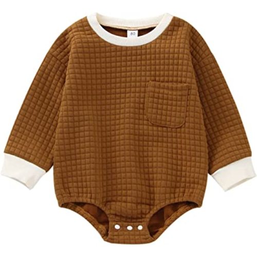 Baby Boy Girl Fall Outfits Crewneck Sweatshirt Bubble Romper Oversized Sweater Onesie Warm Winter Clothes