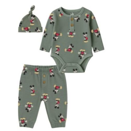Baby Boys' Mickey Mouse Bodysuit, Hat and Pants, 3-Piece Set