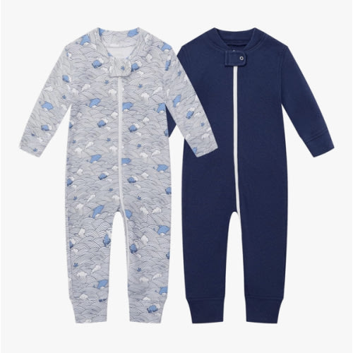 Owlivia Organic Cotton Baby Boy Girl Zip up Sleep 'N Play Pjs, Footless, Long Sleeve