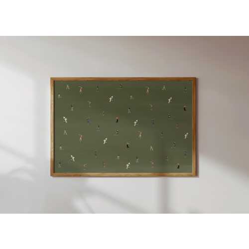 Tiny Golfers Print | Retro Minimalist People Art | Gift for Golfer Dad Grandpa Horizontal Office Wall Decor Poster Matte Physical Art Print