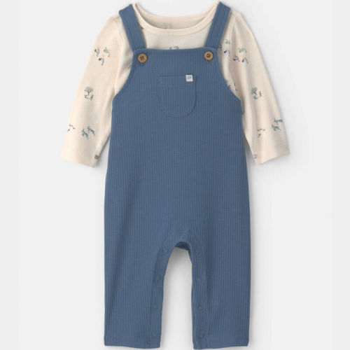 Baby Boy 2-Piece Safari Overall Set - Blue/Cream | Carter’s Oshkosh Canada