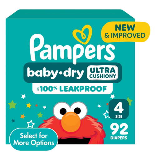 Free Shipping! Pampers Baby Dry Size 4 Diapers 92 Count Leakproof Nighttime Protection