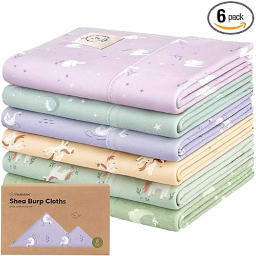 Organic Burp Cloths Baby Boy, Girl, 6-Pack Large Burping Cloths (Lunaris) | 100% Cotton Burp Clothes for Babies, Newborns Spit Up Rags, Super Soft, Absorbent Towels, Gender Neutral, Machine Washable