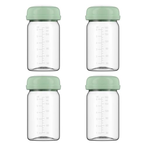 Breastmilk Storage Bottles Collection Bottles, 6oz Wide-Neck Breast Milk Container Compatible for Spectra S1 S2 SG Motif Luna Breast Pumps, Fit for Momcozy Breast Milk Cooler & Fridge, 4 Packs