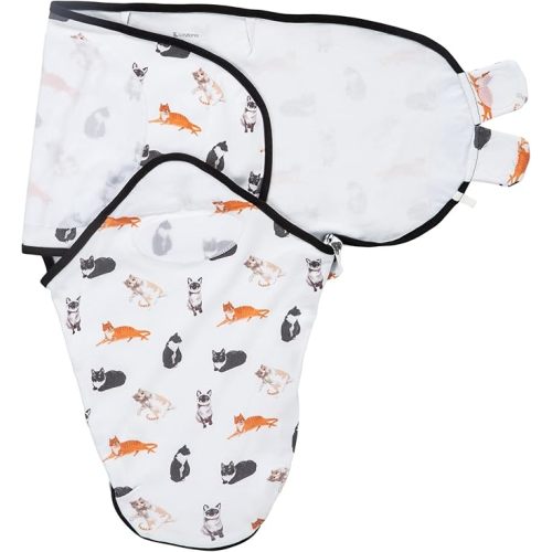 LollyBanks Baby Swaddles, 100% Organic Cotton Swaddle for Newborns Boys and Girls, 0-3 Months Swaddle Sacks with Easy Change Zipper, Newborn Swaddles Baby Registry (Cat Print)