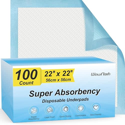 100 Count 22” x 22” Super Absorbency Disposable Underpads