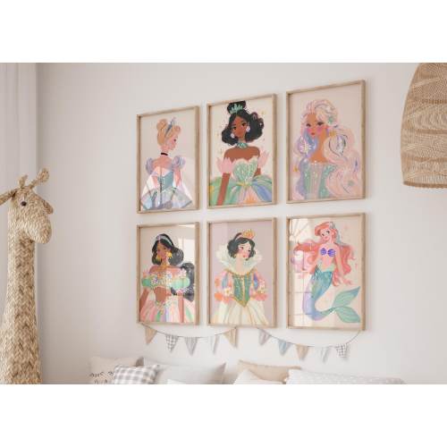 Princess Wall Art Bundle, 20 Printable Nursery Art, Girls Room Decor, Princess Themed Wall Prints, Princess Ballerina, Fairy Tale Decor