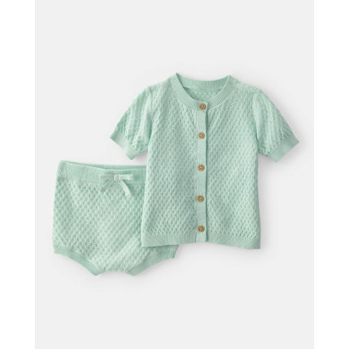 Baby Girl 2-Piece Crochet Top & Short Set - Green - Carter's | Carter's