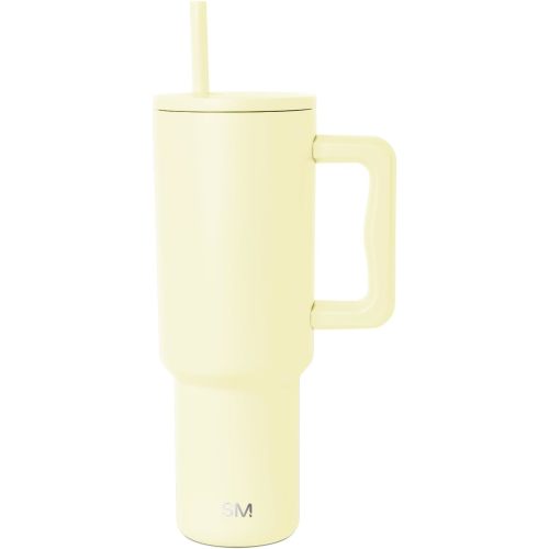 Simple Modern 40 oz Trek Tumbler with Handle and Straw Lid | Cup Holder Friendly Insulated Stainless Steel Travel Mug | Buttercup