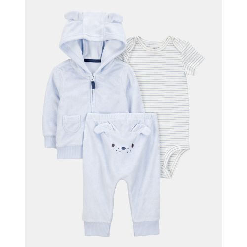 Baby 3-Piece Dog Little Cardigan Set - Blue