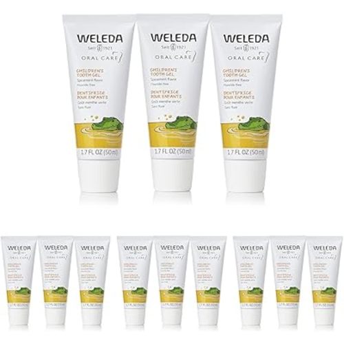 Weleda Oral Care Children's Tooth Gel,1.7 Fluid Ounce,Fluoride Free,Spearmint Flavor,Plant Rich Toothpaste with Calendula,Silica and Fennel,(Pack of 12)