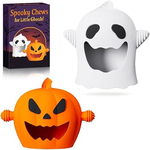 Halloween Baby Teething Toys, Pumpkin & Ghost Mitten Teethers