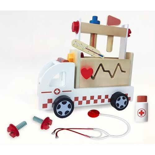 Brilliant Baby Doctor's Kit Ambulance | Toddler Learning Toy for Early Childhood Development | Educational and Fun Wooden Interactive Toy for Baby