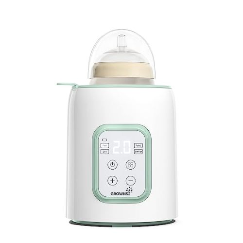 Bottle Warmer, Grownsy 8-in-1 Fast Baby Bottle Warmer with Timer, Safe for Breastmilk Nutrients, Accurate Temperature Control, with Defrost, Sterili-zing, Keep Warm, Heats Baby Food & Bottles