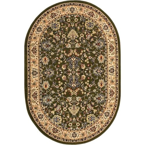 Rugs.com Yasmin Collection Rug – 6x9 Oval Green Medium-Pile Rug Perfect for Living Rooms, Large Dining Rooms, Open Floorplans
