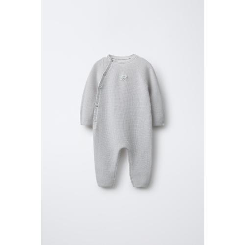 PEARL KNIT ELEPHANT JUMPSUIT - 9-12 months Blue / Gray | ZARA United States