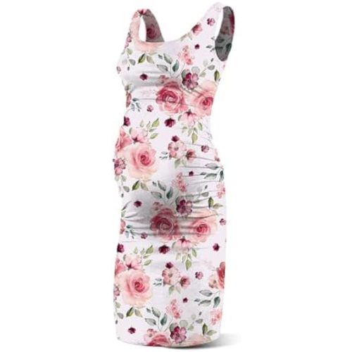 Rnxrbb S-2XL Women Summer Sleeveless Maternity Dress Pregnancy Tank Scoop Neck Mama Clothes Casual Bodycon Clothing