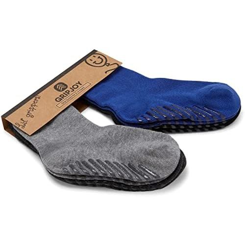 Gripjoy Toddler Socks with Grippers, Non-Slip for Kids, Enhanced Stability, Comfortable Cotton - 4 Pairs