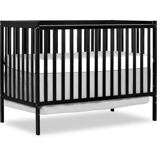 Dream On Me Synergy 5-In-1 Convertible Crib In Black, JPMA & Greenguard Gold Certified, Constructed out of solid reclaimed New Zealand Pine wood, Features 3 mattress height settings