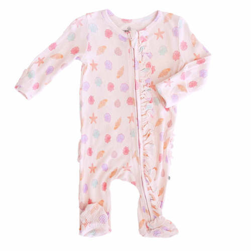 Beachy Bamboo Waffle Zipper Footies