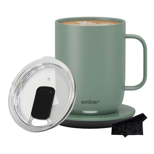 Ember Temperature Control Smart Mug 2, 14 oz | App Controlled Heated Coffee Cup | Double your battery life when you pair Ember Mug with an Ember Sliding Lid | Signature Series Cloth