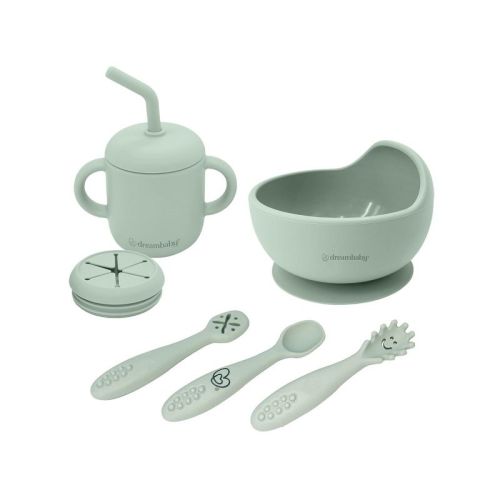 Dreambaby Mess-Free Toddler Silicone Meal Set: Suction Bowl, Cutlery + Snack/Drink Cup, 6 Piece Set