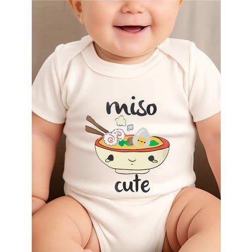 MISO CUTE print Casual Comfortable Short Sleeve Baby Romper Funny Newborn Boys Clothes 100% Cotton Triangle Jumpsuit, for Outdoor
