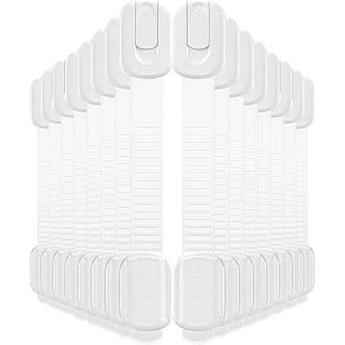 16 Pack Cabinet Locks Baby Proofing, Child Proof Cabinet Locks with 3M Adhesive - Easy Installation with Adjustable Straps, Multi-Purpose Child Safety Latches for Drawers Fridge Trash Cans Toilets