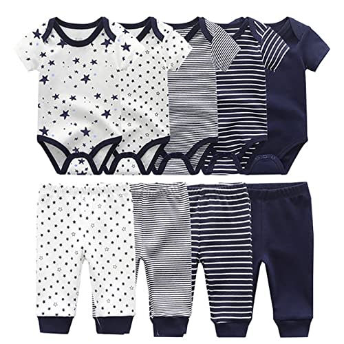 Chamie Newborn Short Sleeve Baby Bodysuit Baby Clothes set 9 Pack for Boys and Girls