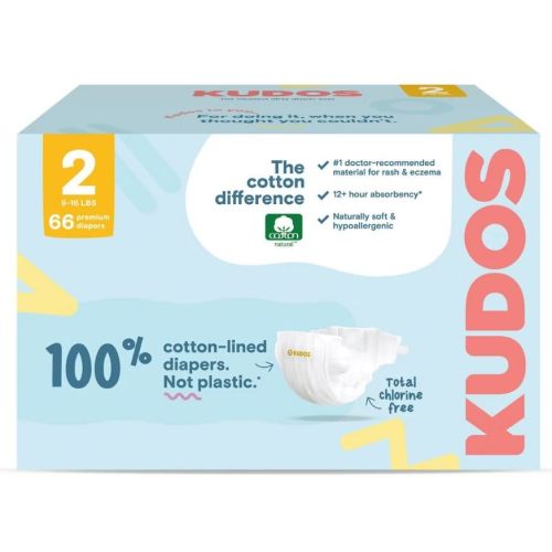 Kudos Chlorine Free Premium Diapers, Cotton-Lined, (Size 2, 66 Count)