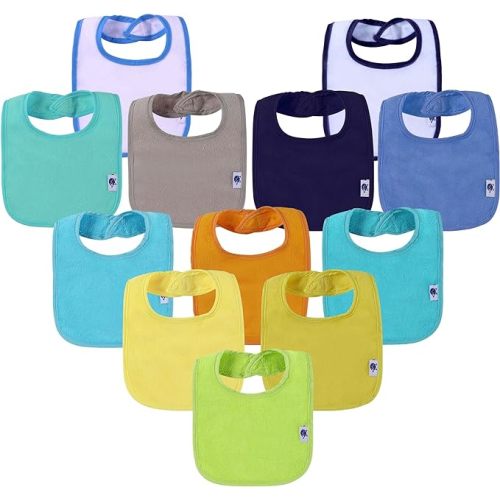 SPINFOX Waterproof Baby Bibs for Girls, Boy, Unisex Drool Bib Cotton Solid Knit Infant Feeding Bibs