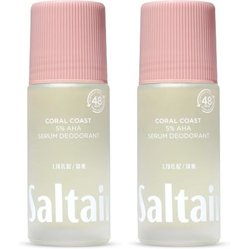 Saltair Serum Deodorant 2 Pack, 5% AHA, Aluminum-Free, Coral Coast