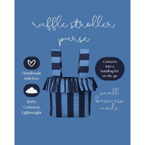 Ruffle Stroller/Diaper Bag - Beach Blue Stripe