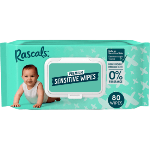 Rascals Premium Sensitive Wipes 80pk