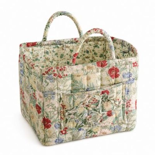 Alilang Fabric Storage Basket Quilted Cotton Organizer Bin with Floral Print Decorative Storage, Style 6