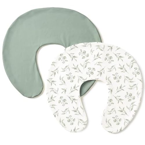 Konssy 2 Pack Nursing Pillow Covers, Stretchy and Soft Nursing Cover for Breastfeeding, Pillow Slipcover for Baby Girls Boys Newborn (Pink, Vintage Petals)